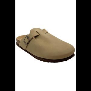 KIDMI Women's Suede Clogs Leather Mules Cork Footbed Sandals Taupe - Medium